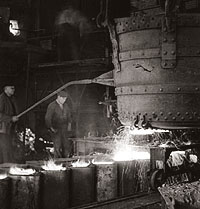 Open-heart furnace using the Martin process.